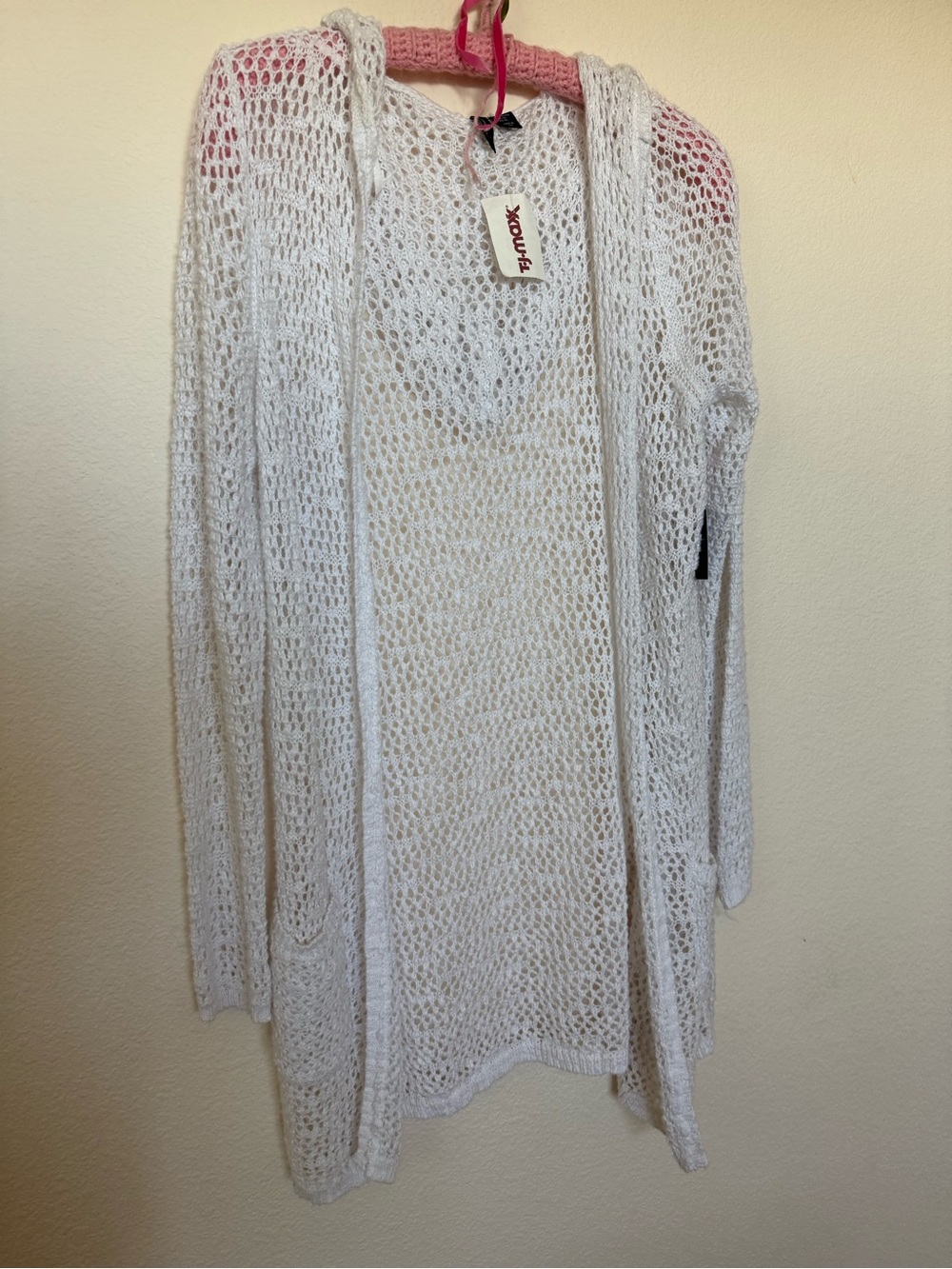 Cynthia Rowley White Open-Knit Cardigan